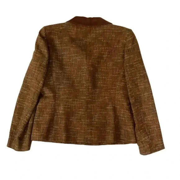 Le Suit Orange Womens Blazer 4 Button Notched Lapel Contrast Collar Size 12 - Picture 3 of 6